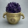 Amethyst-Druse in dekorativer Metallschale mit Griffen im orientalischen Stil 105x70x105 mm+