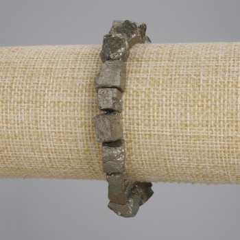 Armband aus Pyrit, unbehandelte Steine, Durchmesser 6–14×6–8 mm, Länge ca. 18 cm, Stretch