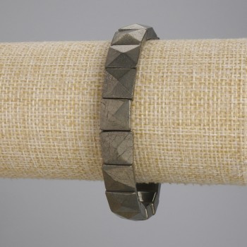 Armband aus facettiertem Pyrit, Glieder, Durchmesser ca. 11×11 mm, Länge ca. 18 cm, elastisches Stretchband