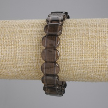 Armband aus Rauchquarz, glatte Glieder, Durchmesser 14×10 mm, 5 mm ±, Länge 18 cm ±, Stretch