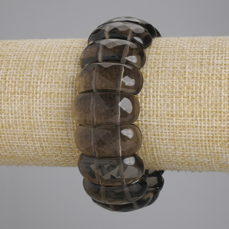 Armband aus Rauchtopas, facettierte Glieder, ca. 25×11 mm, Länge ca. 18 cm, Stretch