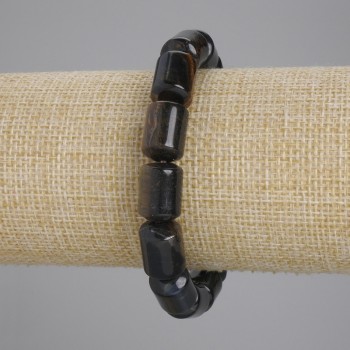 Armband aus Falkenauge und Tigerauge, zylindrische Perlen, Durchmesser 14×10 mm, Länge ca. 18 cm, Elastikarmband