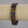 Armband aus Tigerauge, Büffaugen und Falkenauge, facettierte Glieder, Durchmesser ca. 15×10–11 mm, Länge ca. 18 cm, Stretcharmband