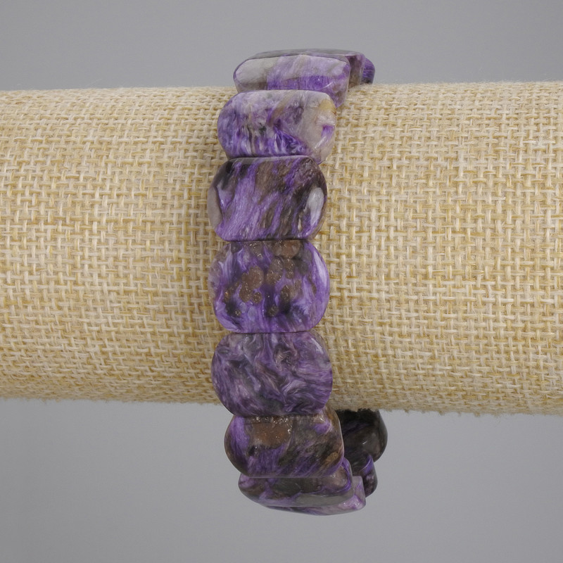 Charoit-Armband, glatte Glieder, Durchmesser ca. 18×13 mm, Länge ca. 18 cm, Stretch-Armband