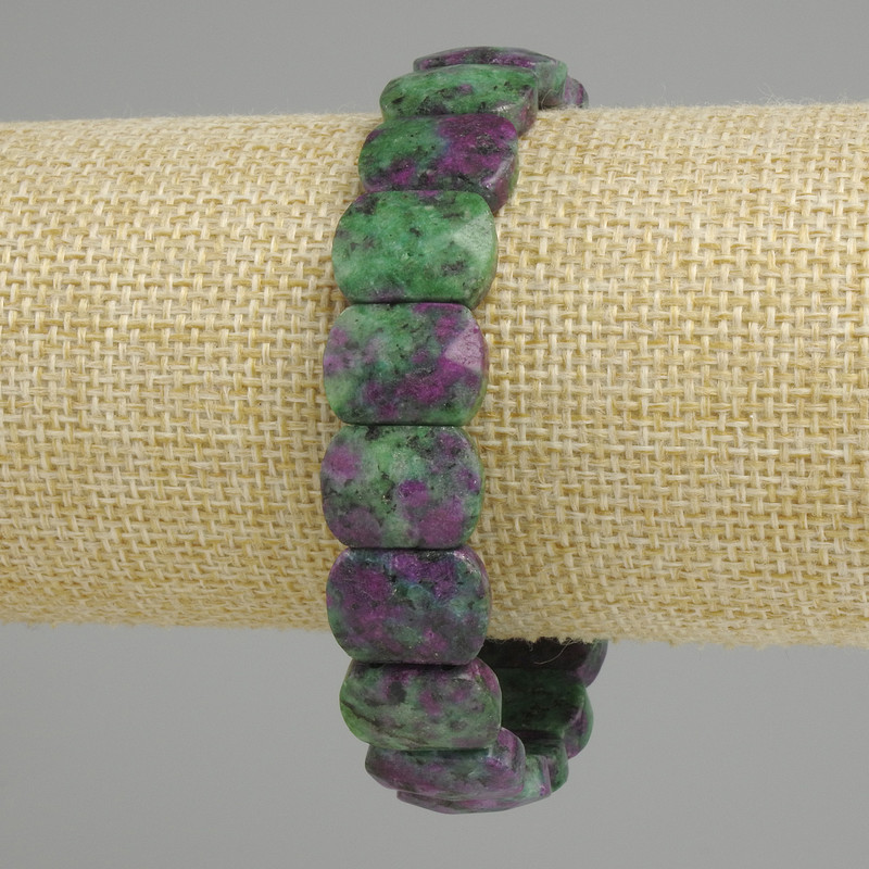 Zoisit-Armband, facettierte Glieder, Durchmesser 15×11 mm, Länge 18 cm (Stretch)
