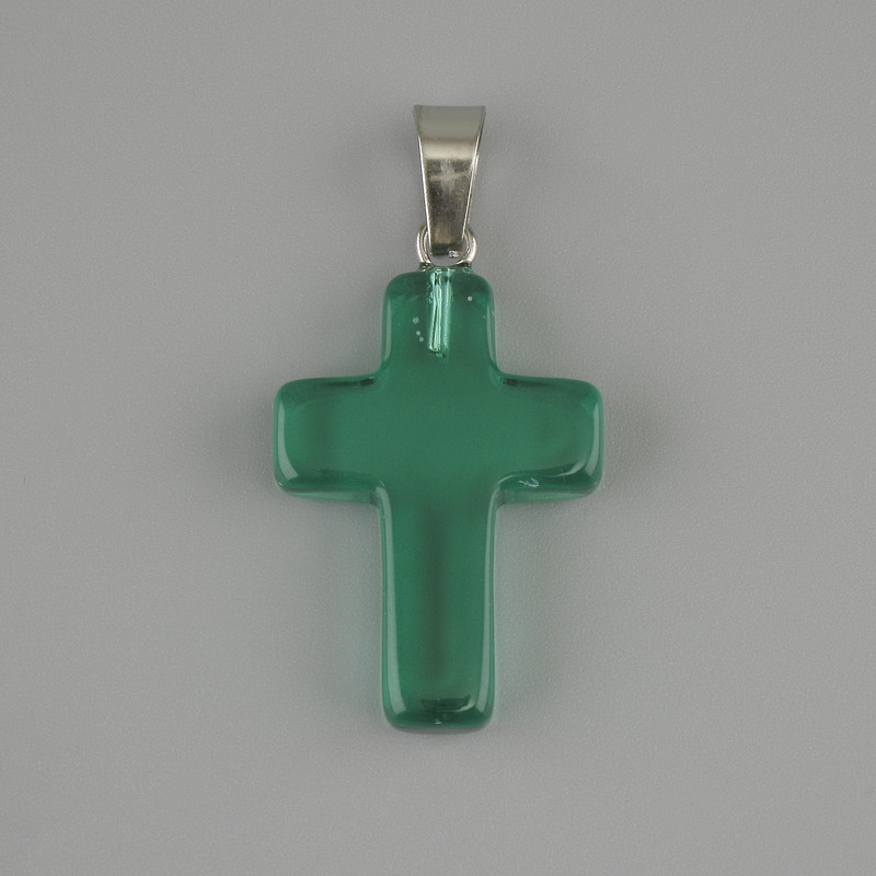 Kreuzanhänger tonierter Quarz 25×18 mm, Länge 35 mm