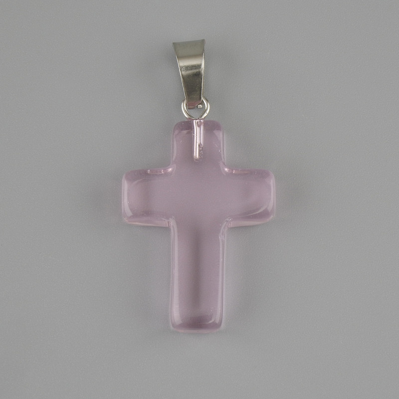 Kreuzanhänger aus gefärbtem Quarz 25 × 18 mm +-, Länge 35 mm+