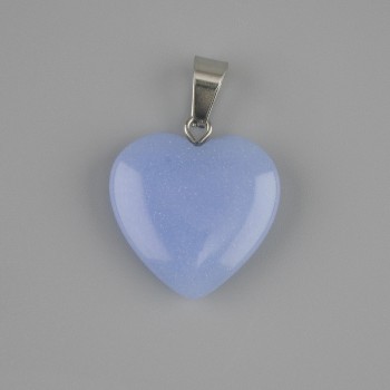 Anhänger Herz aus Aquamarin 20×20 mm ±, Länge 28 mm ±