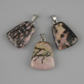 Anhänger Rhodonit, Trapez 17×21 mm, Länge ca. 30 mm