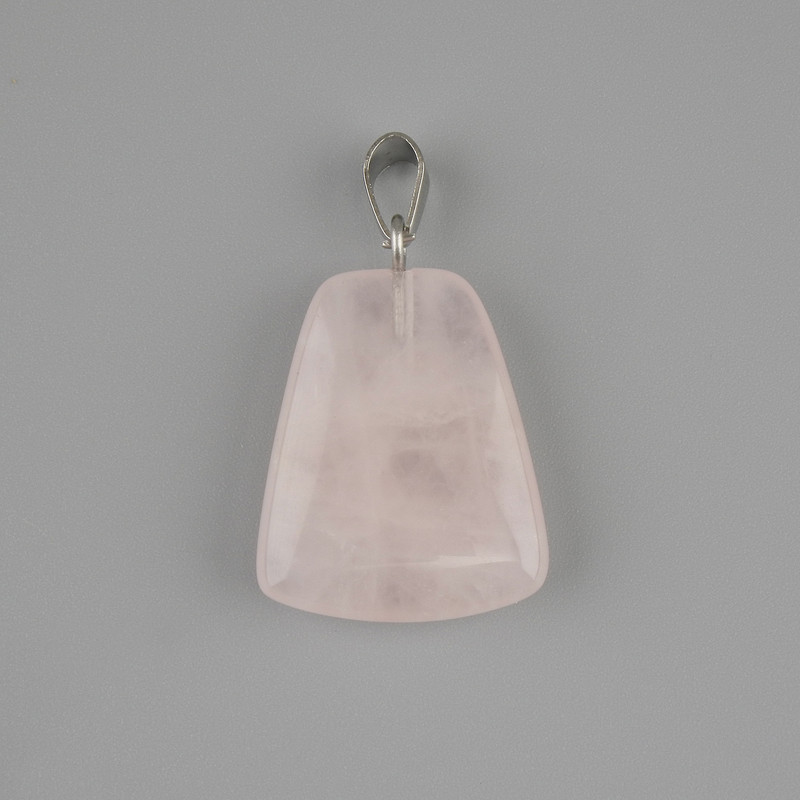 Anhänger aus Rosenquarz, Trapezform, 17×21 mm, Länge ca. 30 mm