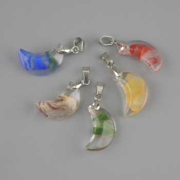 Anhänger Halbmond (transparenter Harz) 20 × 10 × 30 mm ± in assortierten Farben