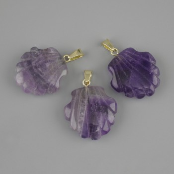 Anhänger Amethyst Muschel 22×22×mm+-, Länge 30 mm+