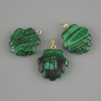 Anhänger Muschel aus Malachit 22×22 mm ±, Länge ca. 30 mm