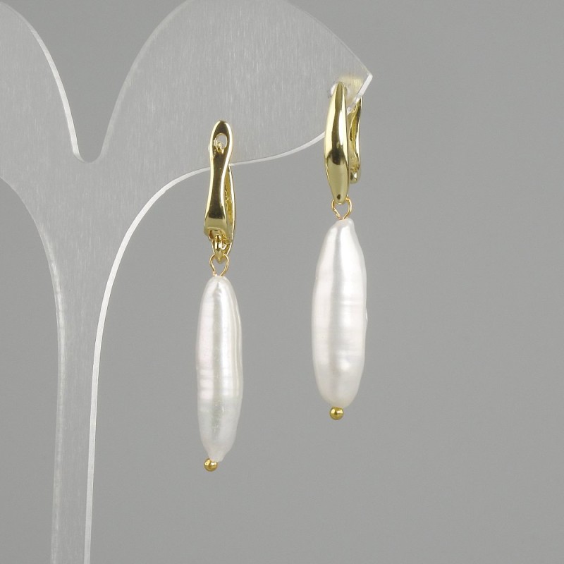 Ohrringe Barockperlen 25×6,5 mm, Länge ca. 43 mm