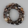 Achat-Barillet-Perlen, Abmessung ca. 12,5×11 mm, Länge ca. 37 cm, auf Schnur