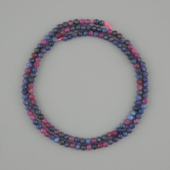 Perlen aus Saphir und Rubin, facettierte Kugeln, Durchmesser ca. 3 mm, Länge ca. 38 cm