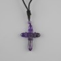 Kreuzanhänger Amethyst, Maße 47×36 mm ±, an schwarzer Schnur mit Verstellmöglichkeit, Länge bis ca. 78 cm+