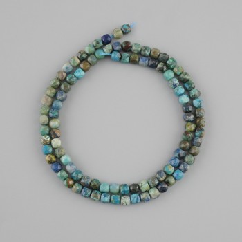 Chrysokoll-Perlen, natürlicher Stein, facettierte Würfel, Durchmesser ca. 4×4 mm, Länge ca. 39 cm