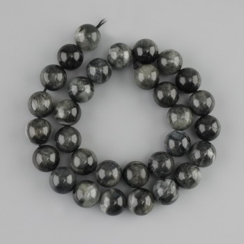 Obsidian-Perlen, glatte Kugeln, Durchmesser 12,5 mm, Länge ca. 38 cm