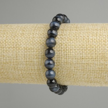 Armband aus Falkenauge, glatte Kugeln Ø 8 mm, Länge ca. 18 cm, Stretch-Armband