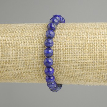 Armband aus Lapislazuli, glatte Kugeln, Durchmesser ca. 7 mm, Länge ca. 18 cm, Stretcharmband