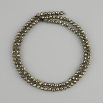 Pyrit-Perlen, facettierte Kugeln Ø 3 mm, Länge ca. 40 cm