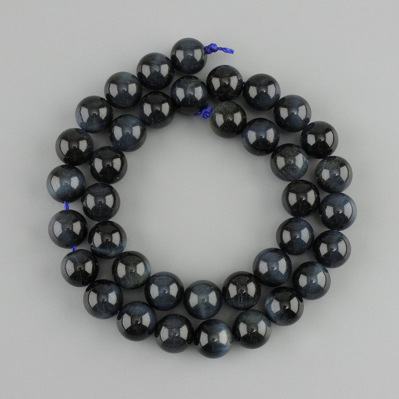 Tigerauge-Perlen, glatte Kugeln, Durchmesser ca. 10 mm, Länge ca. 38 cm