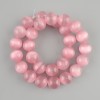 Rosa Katzenaugen-Perlen, glatte Kugeln, Durchmesser ca. 13,5 mm, Länge ca. 37 cm, auf Faden