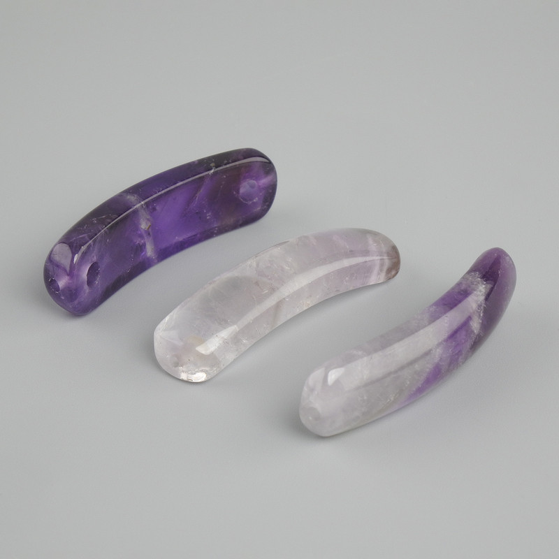 Amethyst-Perleinsatz, gebogene Glieder mit Löchern, ca. 36×10×6 mm+
