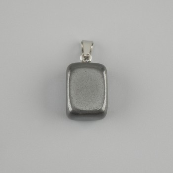 Anhänger Totem aus Hämatit, Blockform, 14 × 11 × 11 mm, Länge ca. 23 mm, assortierte Größen