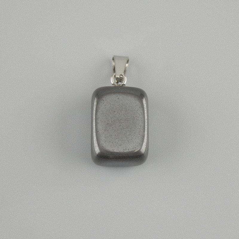 Anhänger Totem aus Hämatit, Blockform, 14 × 11 × 11 mm, Länge ca. 23 mm, assortierte Größen