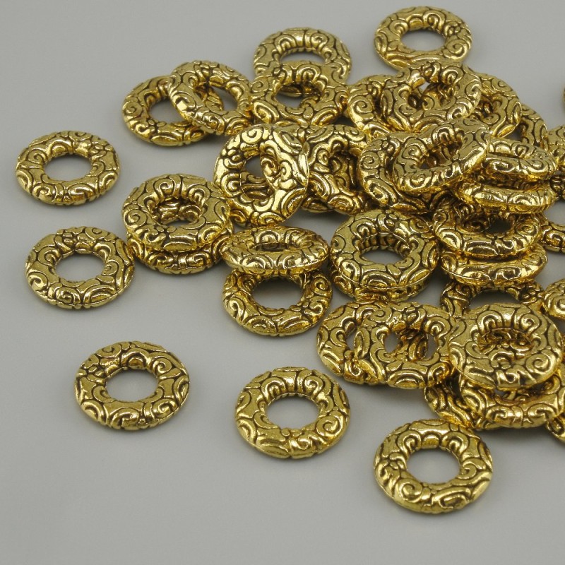 Perleinsatz – Gelbgold-Farbton, Ø ca. 8 mm, Lochdurchmesser ca. 4 mm, Verpackung ca. 20 g (~44 Stück)