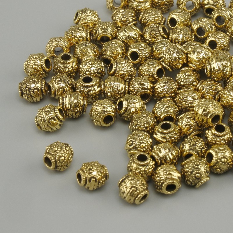Schmuckzubehör – Perleinsatz aus Metall, Gelbgold-Farbton, Durchmesser 4×4 mm ± Lochdurchmesser 1,8 mm ± Verpackung 20 g (~80 Stück)