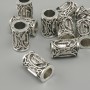 Perle aus Schmuckzubehör Skandinavische Rune, Durchmesser 13×9 mm, Bohrung 6 mm, silberfarbene Metallfarbe, Verpackung: 10 Stück