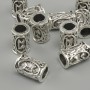 Perle mit nordischer Rune, Durchmesser 13 × 9 mm, Lochdurchmesser 6 mm, silberfarbener Metallfinish, 10 Stk
