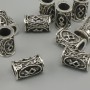Fassungsperle Skandinavische Rune, Ø 13×9 mm, Loch Ø 6 mm, silberfarbene Metalloberfläche, Ausführung 10 Stück