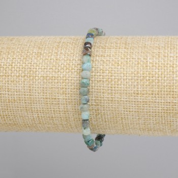 Armband Chrysokoll, facettierte Würfel 4×4 mm, Länge ca. 18 cm, Stretch-Armband