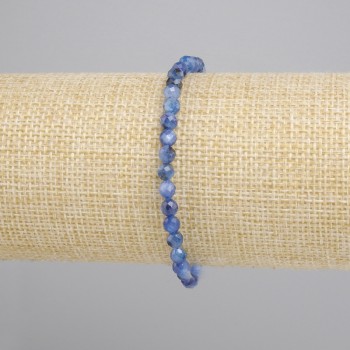 Armband aus Kyanit – facettierte Kugeln, Durchmesser ca. 4 mm, Länge ca. 18 cm, Stretch