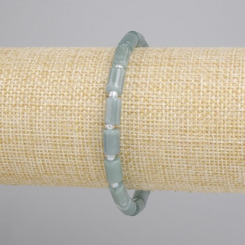 Jadeit-Zylinderarmband 8×5 mm ±, Perlen 3 mm ±, Länge ca. 18 cm ±, Stretch