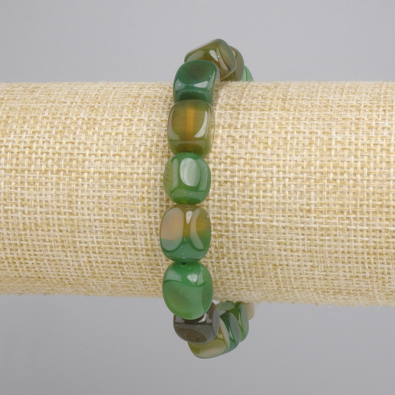 Armband aus Achat in Blockform, Durchmesser ca. 11–12×9 mm, Länge ca. 18 cm, Stretch