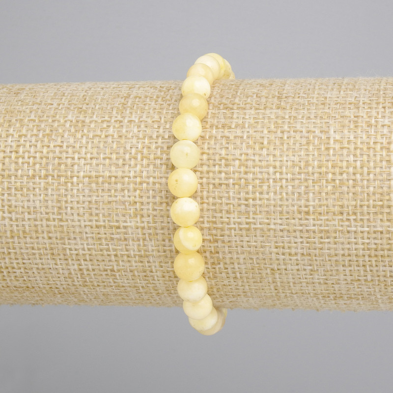 Armband Gelber Achat, glatte Kugel, Durchmesser ca. 6 mm, Länge ca. 18 cm, Stretcharmband