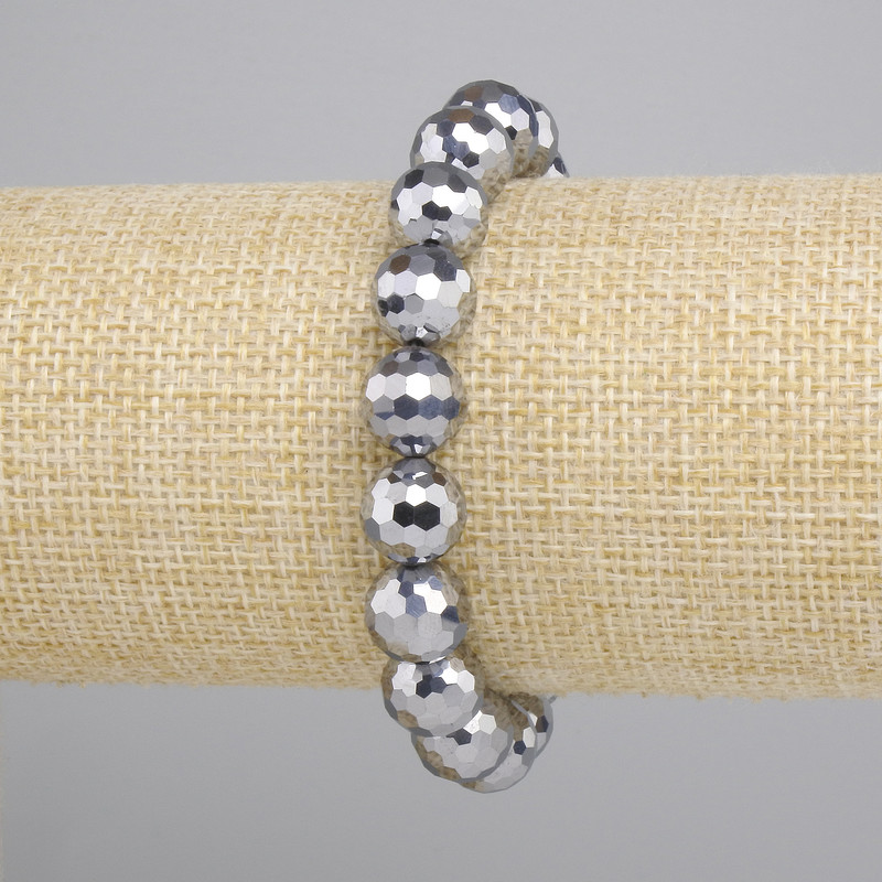 Terahertz-Armband, facettierte Kugel, Durchmesser ca. 10 mm, Länge ca. 18 cm, Stretch
