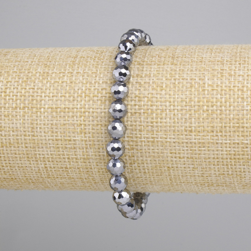 Terahertz-Armband mit facettierten Kugeln, Durchmesser ca. 6 mm, Länge ca. 18 cm, Stretcharmband