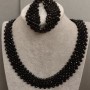 Set Achat-Kette, Länge ca. 43 cm ± und Armband, Länge ca. 18 cm ± mit Verschluss