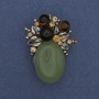 Brosche-Anhänger „Akzent“ Nephrit Strasssteine silberfarbiges Metall 40 × 30 mm+