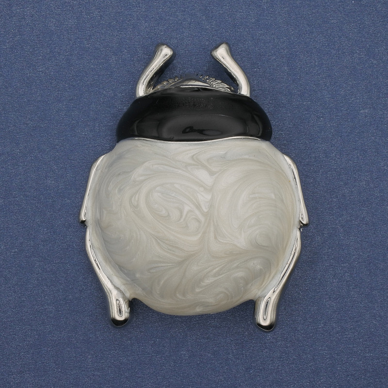 Brosche-Anhänger Käfer, silberfarben und emailliert, Metall 55×43 mm+