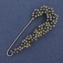 Nadelbrosche mit Strasssteinen und Majorka-Perlen 75×31 mm ± silberfarbenes Metall