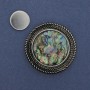 Magnetbrosche mit Haliotis, silberfarbenes Metall, 40 mm+