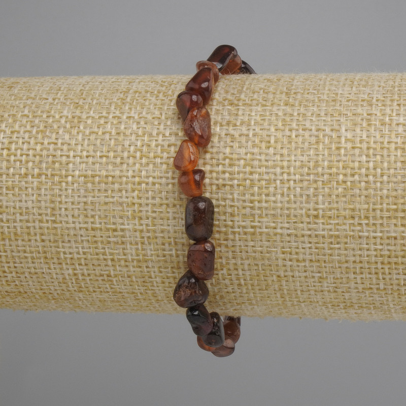 Armband Granat Hessonit facettiert, Durchmesser 7–10 × 5–6 mm, 5 mm ±, Länge ca. 18 cm, elastisch