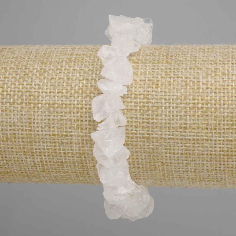 Armband aus Bergkristall, unbehandelter Stein, Durchmesser 8–14 × 5–7 mm, Länge ca. 18 cm, elastische Schnur